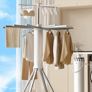 Floor standing tri-folding drying rack