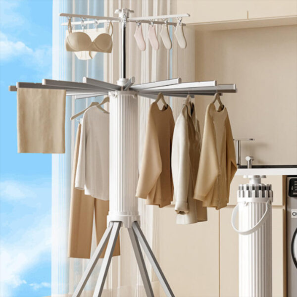 Floor standing tri-folding drying rack